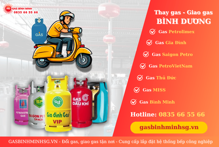 Cửa hàng gas, giao gas ận nơi, uy tín nhanh chóng tại Bình Dương