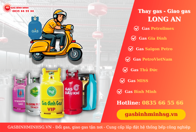 Cửa hàng đổi gas, giao gas tại Long An tận nơi, giá rẻ