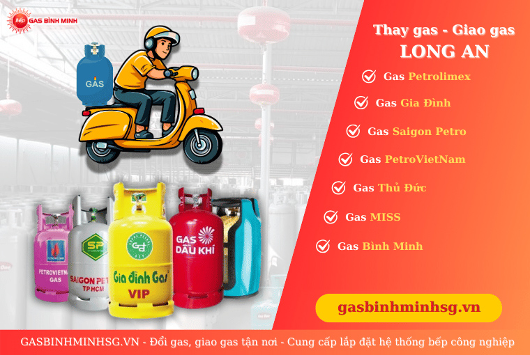 Cửa hàng đổi gas, giao gas tại Long An tận nơi, giá rẻ