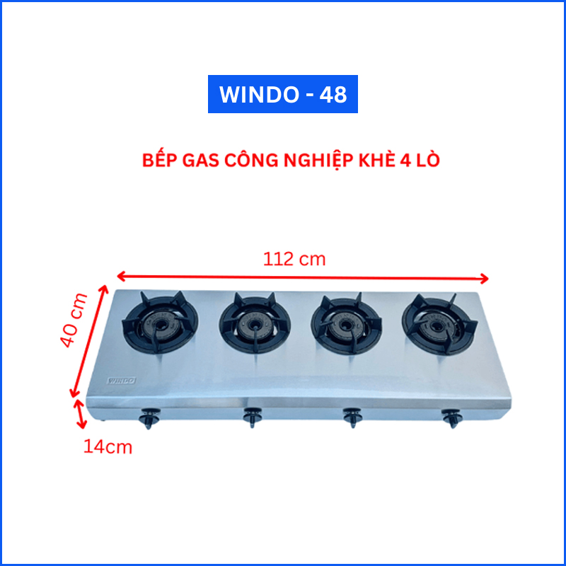 Bếp gas công nghiệp khè 4 lò Windo - 48