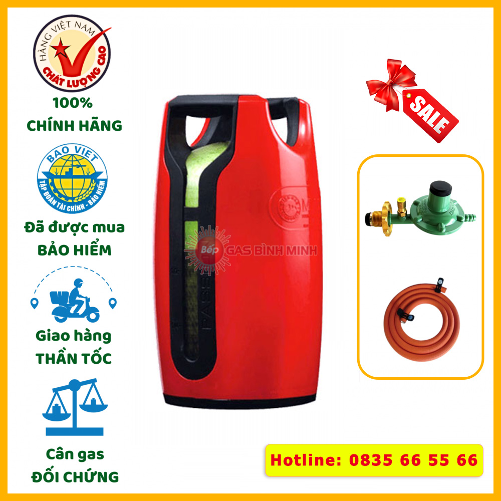 Bộ bình dây van Miss Gas Composite đỏ 12kg