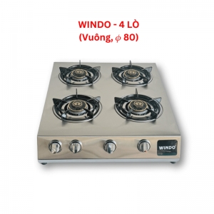 Bếp gas công nghiệp thấp áp Windo 4 lò vuông - phi 80