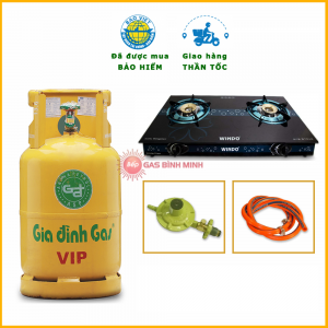 Bộ Bình Bếp Gas Đôi WINDO 717 Mặt Kính Cường Lực