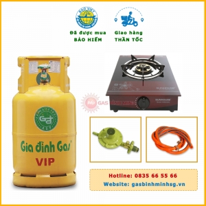 Trọn Bộ Bình Bếp Gas Đơn Sunhouse Van Dây Tự Động