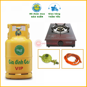 Trọn Bộ Bình Bếp Gas Đơn Sunhouse Van Dây Tự Động